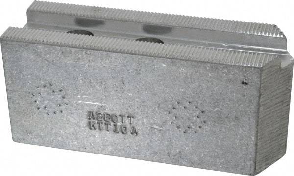 Abbott Workholding Products - 10" & Up Chuck Capacity, 1.5mm x 60° Serrated Attachment, Square Soft Lathe Chuck Jaw - 3 Jaws, Aluminum, 1.1811" Btw Mount Hole Ctrs, 4-1/2" Long x 1-1/2" Wide x 2" High, 0.6299" Groove, 0.4724" & 12mm Fastener - Americas Industrial Supply