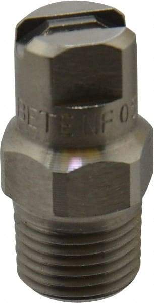 Bete Fog Nozzle - 1/8" Pipe, 90° Spray Angle, Grade 303 Stainless Steel, Standard Fan Nozzle - Male Connection, 0.79 Gal per min at 100 psi, 0.057" Orifice Diam - Americas Industrial Supply