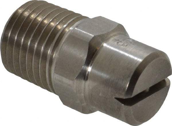 Bete Fog Nozzle - 1/4" Pipe, 120° Spray Angle, Grade 303 Stainless Steel, Standard Fan Nozzle - Male Connection, 2.37 Gal per min at 100 psi, 3/32" Orifice Diam - Americas Industrial Supply