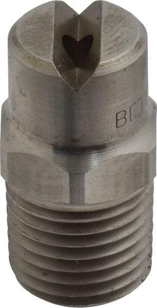 Bete Fog Nozzle - 1/4" Pipe, 65° Spray Angle, Grade 303 Stainless Steel, Standard Fan Nozzle - Male Connection, 4.74 Gal per min at 100 psi, 0.141" Orifice Diam - Americas Industrial Supply