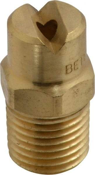 Bete Fog Nozzle - 1/4" Pipe, 65° Spray Angle, Brass, Standard Fan Nozzle - Male Connection, 6.32 Gal per min at 100 psi, 5/32" Orifice Diam - Americas Industrial Supply