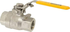 Parker - 3/4" Pipe, Full Port, Stainless Steel Standard Ball Valve - 2 Piece, Inline - One Way Flow, FNPT x FNPT Ends, Padlock Handle, 2,000 WOG, 150 WSP - Americas Industrial Supply