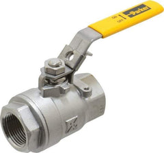 Parker - 1" Pipe, Full Port, Stainless Steel Standard Ball Valve - 2 Piece, Inline - One Way Flow, FNPT x FNPT Ends, Padlock Handle, 2,000 WOG, 150 WSP - Americas Industrial Supply