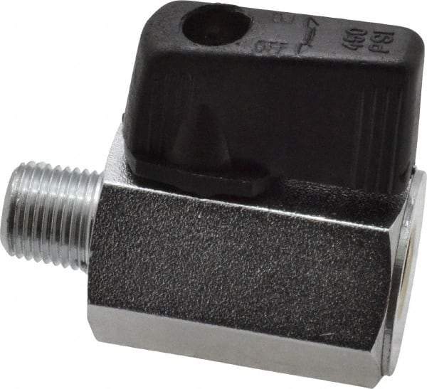 Value Collection - 1/8" Pipe, Brass Miniature Ball Valve - Inline - One Way Flow, MNPT x FNPT Ends, Wedge Handle, 450 WOG - Americas Industrial Supply