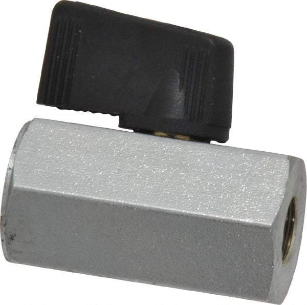 Midwest Control - 1/8" Pipe, Brass Miniature Ball Valve - Inline - One Way Flow, FNPT x FNPT Ends, Wedge Handle, 450 WOG - Americas Industrial Supply