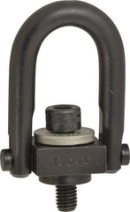 Jergens - 400 Lb Load Capacity Safety Engineered Center Pull Hoist Ring - M8 x 1.25 Thread, 12.5mm Thread Length, Alloy Steel, Black Oxide Finish - Americas Industrial Supply
