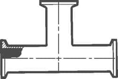 VNE - 4", Clamp Style, Sanitary Stainless Steel Pipe Tee - Tube OD Connection, Grade 304 - Americas Industrial Supply