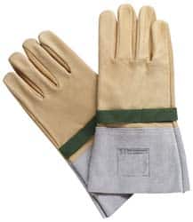 Facom - Size L (9), 11-13/16" Long, Silicone Leather Protector - 1,000 AC Max Use Voltage, Tan/Gray, Wear Over Latex Insulating Gloves - Americas Industrial Supply