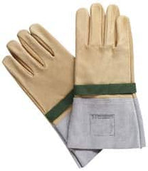 Facom - Size L (9), 11-13/16" Long, Silicone Leather Protector - 1,000 AC Max Use Voltage, Tan/Gray, Wear Over Latex Insulating Gloves - Americas Industrial Supply