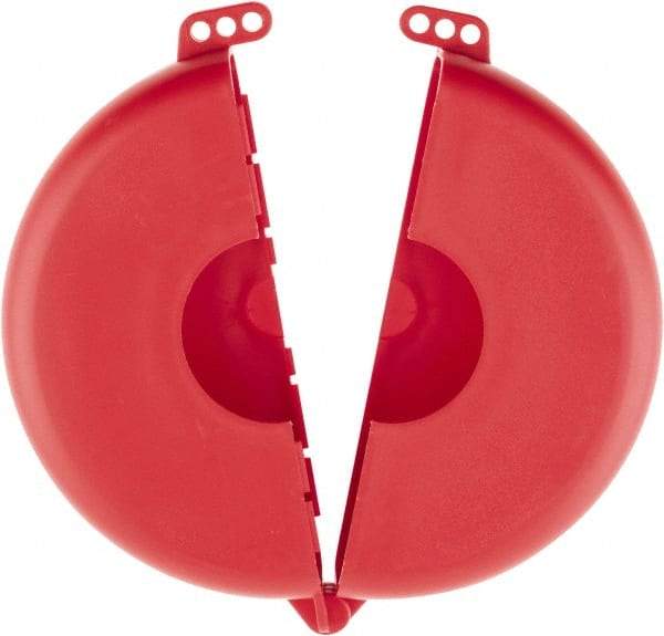 NMC - 6-1/2 to 10 Inch Valve Handle Size, Polypropylene Rotating Gate Valve Wheel Lockout - 3/8 Inch Max Shackle Diameter, Red - Americas Industrial Supply
