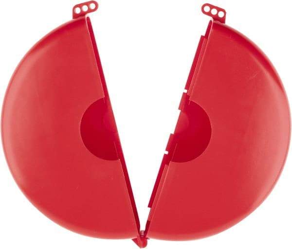 NMC - 10 to 14 Inch Valve Handle Size, Polypropylene Rotating Gate Valve Wheel Lockout - 3/8 Inch Max Shackle Diameter, Red - Americas Industrial Supply