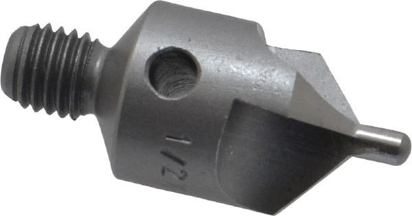 Made in USA - 1-1/8" OAL, 1/2" Head Diam, 3 Flute, 100° Incl Angle, Integral Pilot, Adjustable Stop Countersink - Americas Industrial Supply