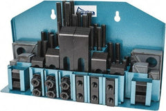 Gibraltar - 52 Piece Fixturing Step Block & Clamp Set with 25mm Step Block, 16mm T-Slot, M12x1.75 Stud Thread - 25mm Nut Width, 80, 110, 125, 150, 175 & 200mm Stud Lengths - Americas Industrial Supply