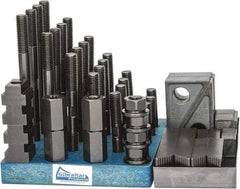 Gibraltar - 50 Piece Fixturing Step Block & Clamp Set with 1" Step Block, 13/16" T-Slot, 5/8-11 Stud Thread - 1-1/4" Nut Width, 3, 4, 5, 6, 7 & 8" Stud Lengths - Americas Industrial Supply