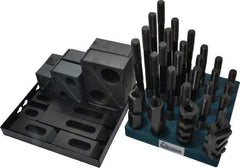 Gibraltar - 50 Piece Fixturing Step Block & Clamp Set with 1-1/2" Step Block, 11/16" T-Slot, 5/8-11 Stud Thread - 1-1/8" Nut Width, 3, 4, 5, 6, 7 & 8" Stud Lengths - Americas Industrial Supply