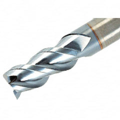 Iscar - 5/8", 1-1/4" LOC, 5/8" Shank Diam, 3-1/2" OAL, 3 Flute, Solid Carbide Square End Mill - Single End, TiAlN Finish, Spiral Flute, 45° Helix, Right Hand Cut, Right Hand Flute - Americas Industrial Supply