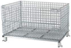 Nashville Wire - 48" Long x 40" Wide x 30" High Steel Basket-Style Bulk Folding Wire Stackable Container - 4,000 Lb. Load Capacity - Americas Industrial Supply