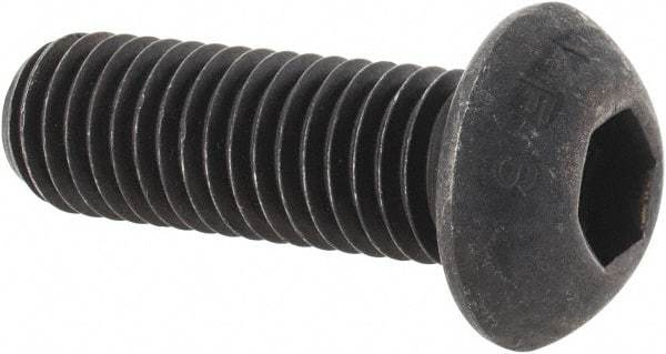 Value Collection - M12x1.75 Metric Coarse Hex Socket Drive, Button Screw - Grade 12.9 Alloy Steel, Black Oxide Finish, Fully Threaded, 35mm Length Under Head - Americas Industrial Supply