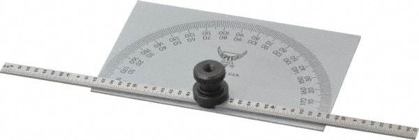 PEC Tools - 0 to 6 Inch Rule Measurement Range, 0 to 180° Angle Measurement Range, Rectangle Head Tempered Steel Protractor and Depth Gage - 1° Angle Graduation, 3-5/16 Inch Head Length, 2 Inch Head Width - Americas Industrial Supply