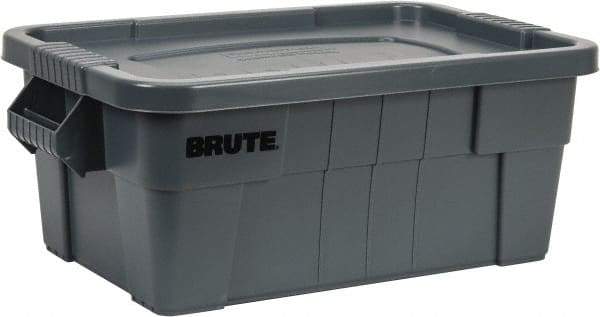 Rubbermaid - 14 Gal, 400 Lb Load Capacity Gray Polyethylene Tote Container - Nesting, 27.9" Long x 16-1/2" Wide x 10.7" High, Lid Included - Americas Industrial Supply