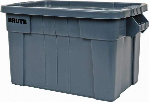 Rubbermaid - 20 Gal, 400 Lb Load Capacity Gray Polypropylene Tote Container - Nesting, 27.9" Long x 17.4" Wide x 15.1" High, Lid Included - Americas Industrial Supply