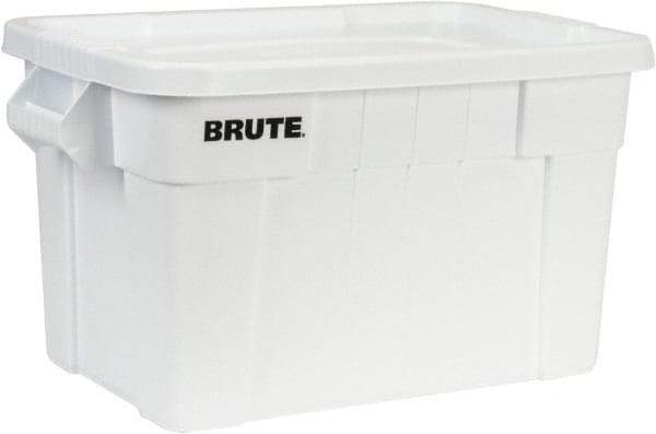 Rubbermaid - 20 Gal, 400 Lb Load Capacity White Polyethylene Tote Container - Nesting, 27.9" Long x 17.4" Wide x 15.1" High, Lid Included - Americas Industrial Supply