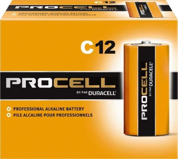 Duracell - Size C, Alkaline, Standard Battery - 1.5 Volts, Button Tab Terminal - Americas Industrial Supply