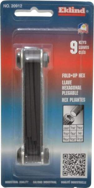 Eklind - 9 Piece Fold-Up Hex Key Set - Hex Range 0.05 to 3/16" - Americas Industrial Supply