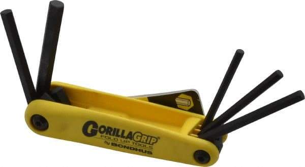 Bondhus - 5 Piece Fold-Up Hex Key Set - Hex Range 3/16 to 3/8" - Americas Industrial Supply