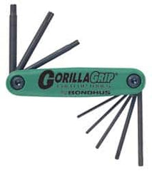 Bondhus - 8 Piece T9 to T40 Fold-Up Torx Key Set - T9, T10, T15, T20, T25, T27, T35, T40 Torx Size - Americas Industrial Supply