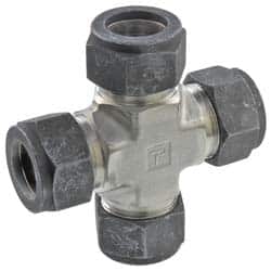 Parker - 1/2" OD, Stainless Steel Union Cross - 3/4" Hex, All Comp Ends - Americas Industrial Supply