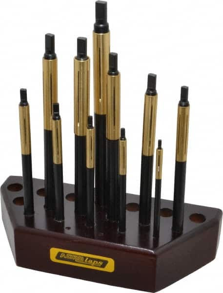 Made in USA - 11 Piece Barrel Lap Set - 3/16 to 1/2" Hole Diam - Americas Industrial Supply
