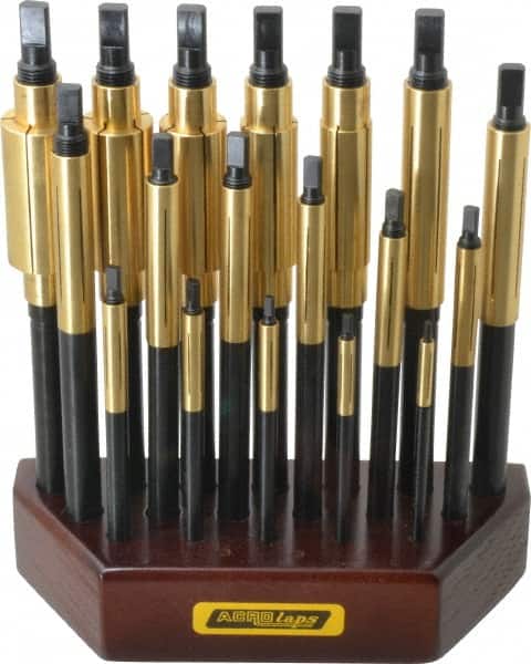 Made in USA - 18 Piece Barrel Lap Set - 3/16 to 1" Hole Diam - Americas Industrial Supply