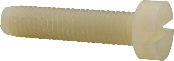 Made in USA - M8x1.25 Metric Coarse, 35mm Length Under Head Slotted Drive Machine Screw - Cheese Head, Grade 6/6 Nylon, Uncoated, Without Washer - Americas Industrial Supply