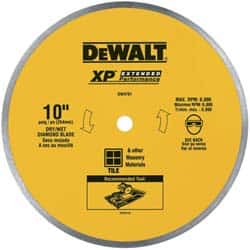 DeWALT - 10" Diam, 5/8" Arbor Hole Diam, Wet & Dry Cut Saw Blade - Diamond-Tipped, Standard Round Arbor - Americas Industrial Supply