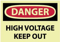 NMC - Accident Prevention Label, Header: DANGER - Legend: Danger - High Voltage - Keep Out, English, Red & Black & Yellow, 5" Long x 3" High, Sign Muscle Finish - Americas Industrial Supply