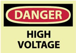 NMC - Accident Prevention Label, Header: DANGER - Legend: Danger - High Voltage, English, Red & Black & Yellow, 5" Long x 3" High, Sign Muscle Finish - Americas Industrial Supply