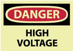 NMC - Accident Prevention Label, Header: DANGER - Legend: Danger - High Voltage, English, Red & Black & Yellow, 5" Long x 3" High, Sign Muscle Finish - Americas Industrial Supply