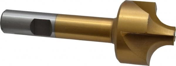 Interstate - 3/8" Radius, 1-1/4" Mill Diam, 4 Flute High Speed Steel Corner Rounding End Mill - Single End, TiN Finish, 3-1/2" OAL, 1/2" Shank Diam - Americas Industrial Supply