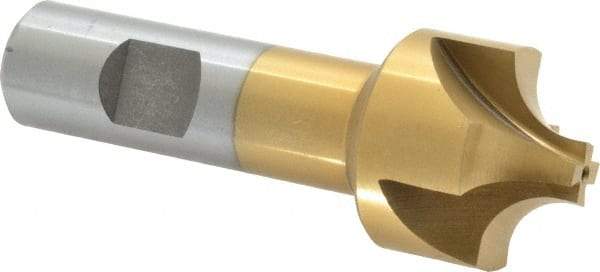Interstate - 3/8" Radius, 1-1/4" Mill Diam, 4 Flute High Speed Steel Corner Rounding End Mill - Single End, TiN Finish, 3-1/2" OAL, 3/4" Shank Diam - Americas Industrial Supply