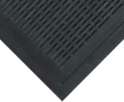 Wearwell - 5 Ft. Long x 3 Ft. Wide, Natural Rubber Surface, Raised Bars and Scrapers (Reversible) Entrance Matting - 5/16 Inch Thick, Outdoor, SBR Rubber, Black, 4 Edged Side, Series 224 - Americas Industrial Supply