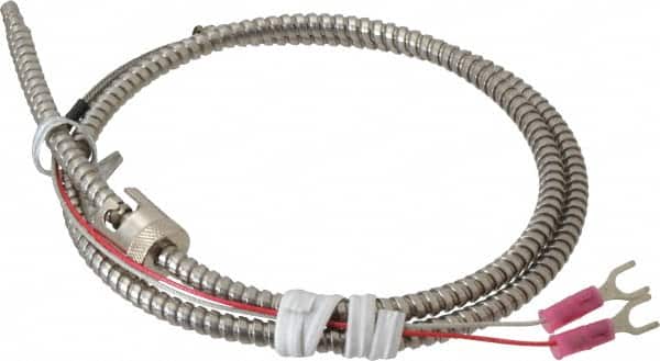 Thermo Electric - 32 to 900°F, J Universal Temp, Thermocouple Probe - 3 Ft. Cable Length, Stripped Ends with Spade Lugs, 1/4 Inch Probe Sheath Length, 1 Sec Response Time - Americas Industrial Supply