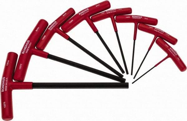 Bondhus - 8 Piece T-Handle Hex Key Set - Hex Range 2 to 10mm, Protanium High Torque Steel - Americas Industrial Supply