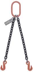 Lift-All - 5' Long x 4-1/2" Wide, 15,200 Lb Basket Capacity, Alloy Steel Web Sling - 15,200 Lb Choker Capacity, DOG Chain Sling, 3/8" Diam Chain, Natural, Double Style - Americas Industrial Supply