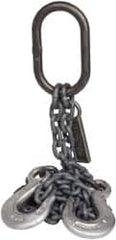 Lift-All - 5' Long x 3-1/2" Wide, 7,400 Lb Basket Capacity, Alloy Steel Web Sling - 7,400 Lb Choker Capacity, DOS Chain Sling, 9/32" Diam Chain, Natural, Double Style - Americas Industrial Supply