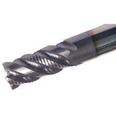 Iscar - 4 Flute Solid Carbide Roughing & Finishing Corner Chamfer End Mill - TiAlN Finish, Straight Shank, 45° Helix, Non-Centercutting, Regular Length - Americas Industrial Supply