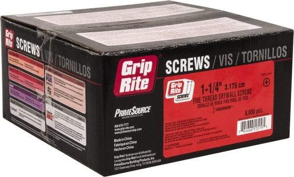 Value Collection - #6, 1-1/4" OAL, Phillips Drive Bugle Head, Steel Drywall Screws - Black Phosphate Finish, Grade 1018 - Americas Industrial Supply