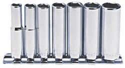 Blackhawk by Proto - 7 Piece 1/4" Drive Deep Well Socket Set - 6 Points, 1/4" to 1/2" Range, Inch Measurement Standard - Americas Industrial Supply