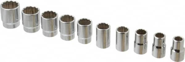 Blackhawk by Proto - 10 Piece 1/2" Drive Socket Set - 12 Points, 7/16" to 1" Range, Inch Measurement Standard - Americas Industrial Supply