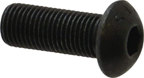 Value Collection - 3/8-24 UNF Hex Socket Drive, Button Screw - Alloy Steel, Black Oxide Finish, Fully Threaded, 1" Length Under Head - Americas Industrial Supply